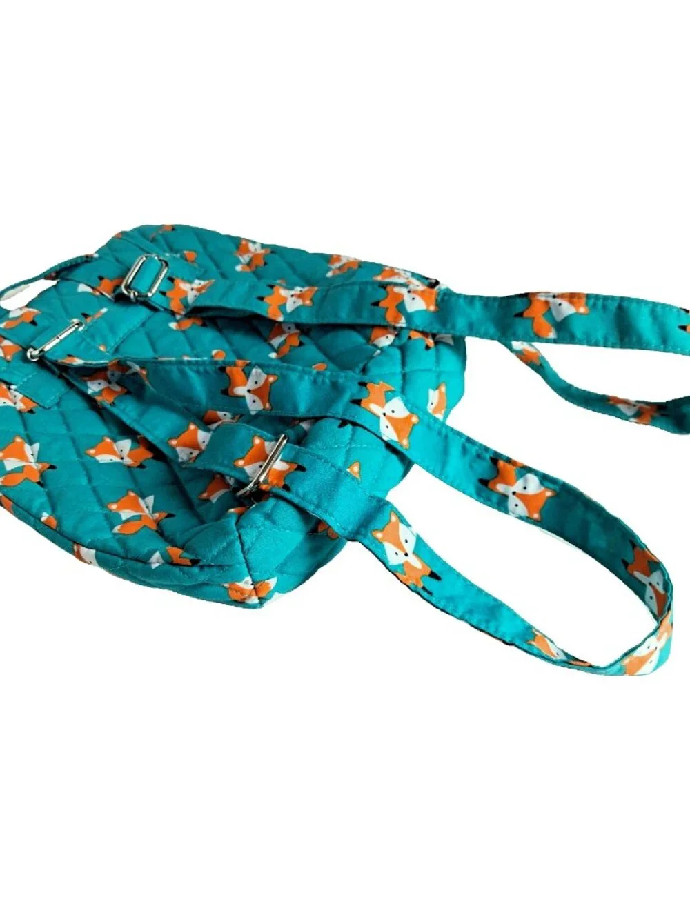 Fox Mini Lunch Bag Backpack Turquoise with Foxes - Fabric, Lightweight, Lined